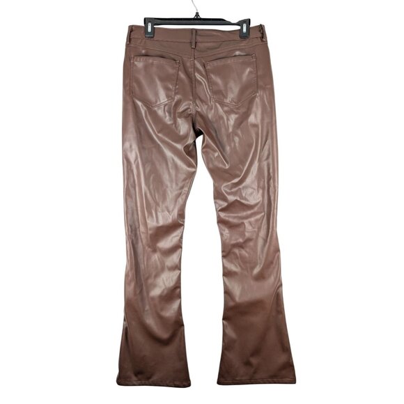 Forever 21 Pants Womens Large Brown Faux Leather Flared Trouser - Picture 2 of 9